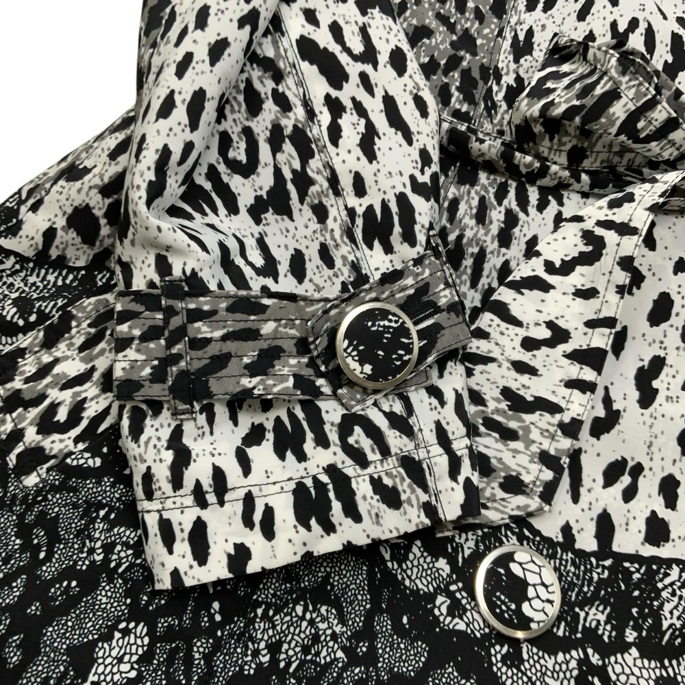 Vertigo Paris Womens Med Leopard Print Belted Button Coat Jacket Art Deco Trendy - Picture 9 of 16